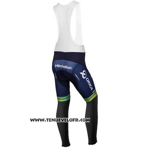 2016 Maillot Ciclismo Orica GreenEDGE Blanc et Bleu Manches Longues et Cuissard